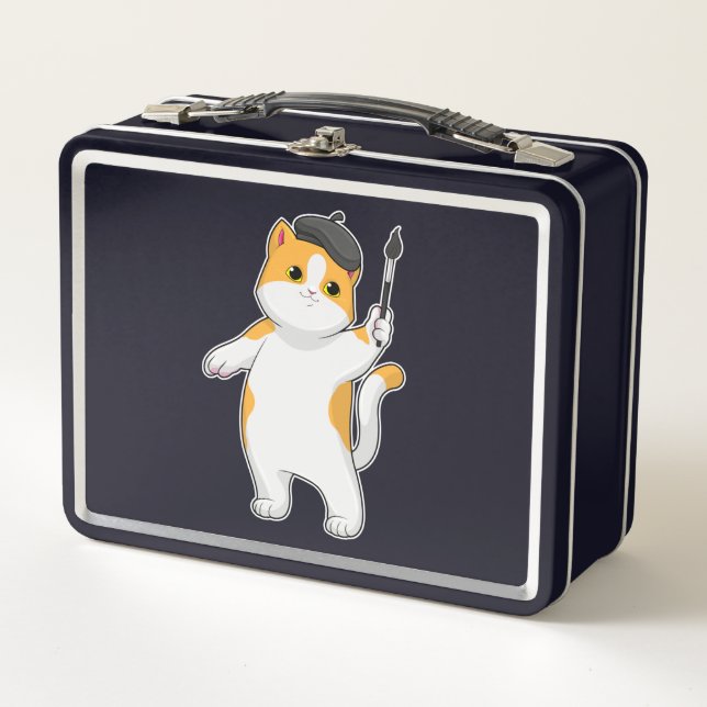 Lunch Box Chat en tant que Peintre avec pinceau (Devant)