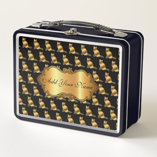 Lunch Box Chat Or Moderne Luxe Ajouter Votre Texte (Devant)
