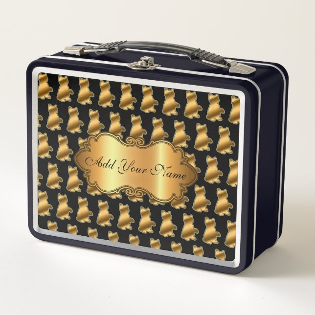 Lunch Box Chat Or Moderne Luxe Ajouter Votre Texte (Devant)