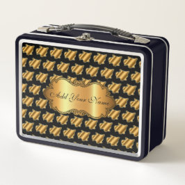 Lunch Box Chat Or Moderne Luxe Ajouter Votre Texte