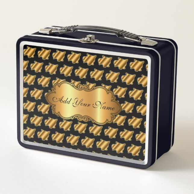 Lunch Box Chat Or Moderne Luxe Ajouter Votre Texte (Devant)