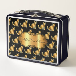 Lunch Box Chat Or Moderne Luxe Ajouter Votre Texte