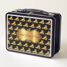 Lunch Box Chat Or Moderne Luxe Ajouter Votre Texte