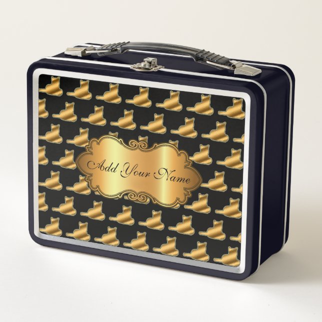 Lunch Box Chat Or Moderne Luxe Ajouter Votre Texte (Devant)