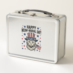 Lunch Box Chat Patriotique Fête Meow-moriale Vintage Vector
