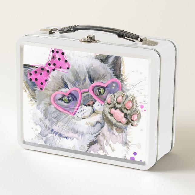 Lunch Box Chaton mignon d'aquarelle (Devant)