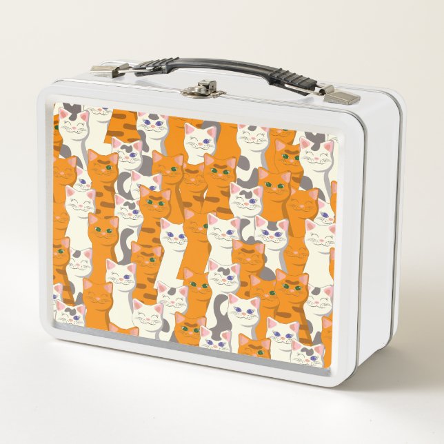 Lunch Box Chats blancs et gingembre motif yeux verts yeux bl (Devant)