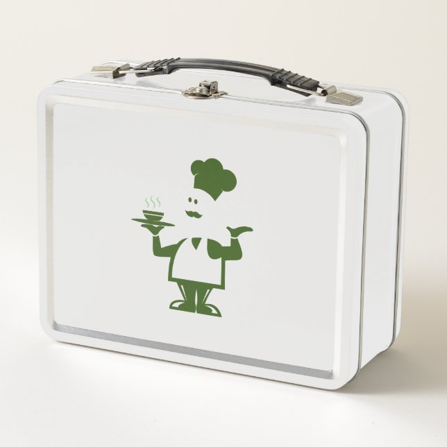 Lunch Box Chef tenant un bol de soupe (Devant)