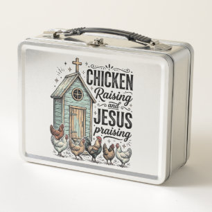 Lunch Box Chemise de ferme vintage louant Jésus et les poule
