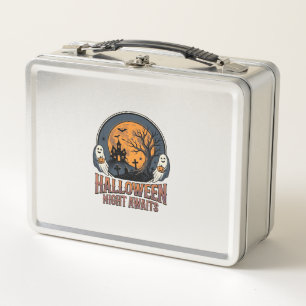 Lunch Box Chemise fantôme lune gravée scène Halloween vintag