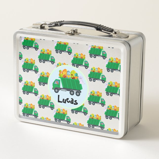 Lunch Box Cher bébé dinosaure camion poubelle retour 2 école (Devant)