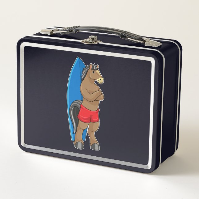 Lunch Box Cheval comme Surfer avec Surfboard (Devant)