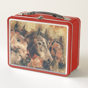 Lunch Box Chevaux de Thoroughbred courant dans un champ