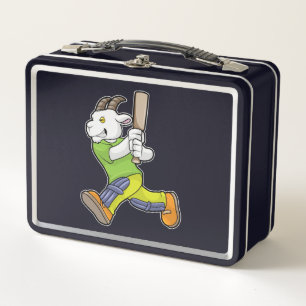Lunch Box Chèvre comme Batsman avec chauve-souris de cricket