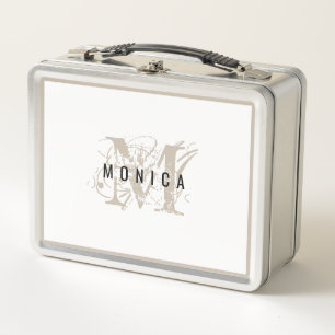 Lunch Box Chic rustique moderne Monogramme beige