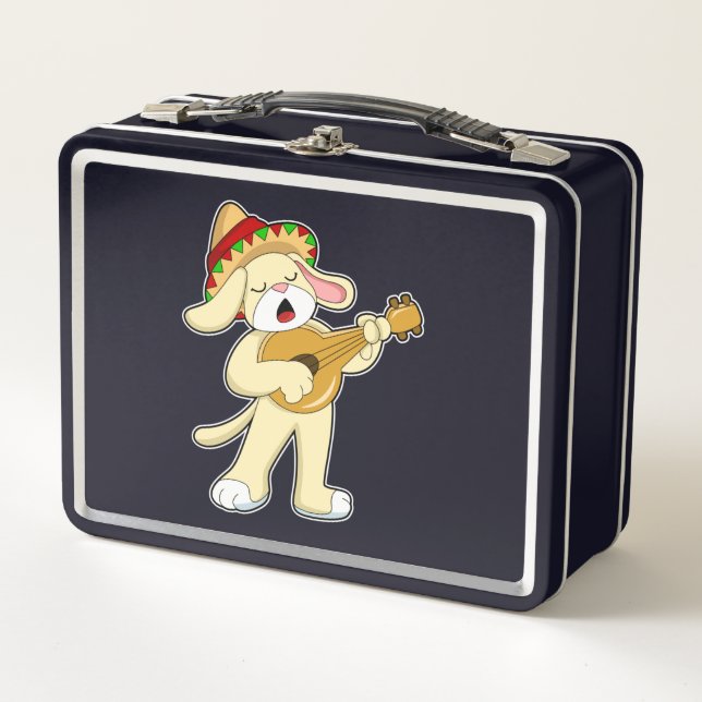 Lunch Box Chien à la musique avec guitare (Devant)