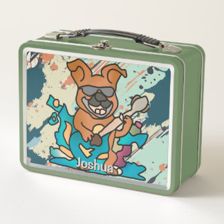 Lunch Box Chien de rue rétro avec guitare | Drôle