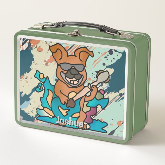 Lunch Box Chien de rue rétro avec guitare | Drôle (Devant)