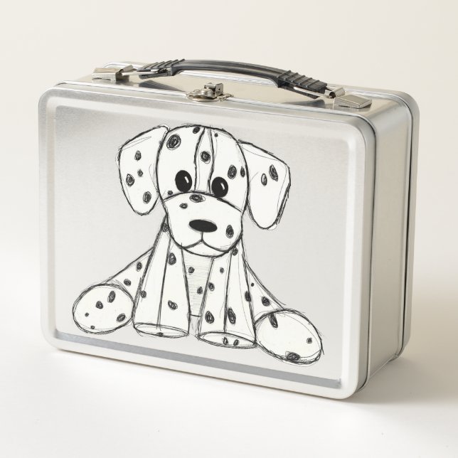 Lunch Box Chien en dalmate dessin simple noir (Devant)