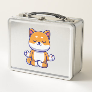 Lunch Box Chien mignon shiba inu faisant du yoga méditation