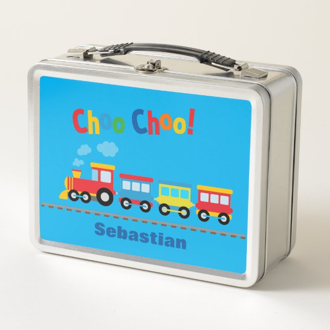 Lunch Box "Choo Choo Train" Boîte à lunch en argent Nom Cust (Devant)