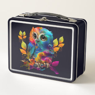 LUNCH BOX CHOUETTE ABSTRAIT COLORÉ