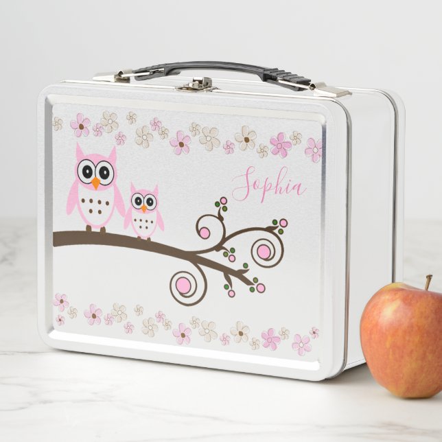 Lunch Box Chouettes et fleurs (En situation)