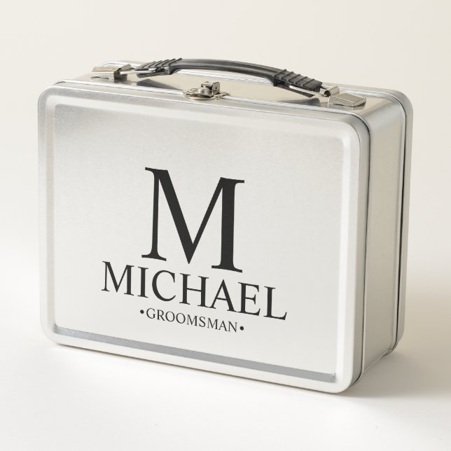 Lunch Box Classic Personnalisé Groomsman Metal Boîte Cadeau (Devant)