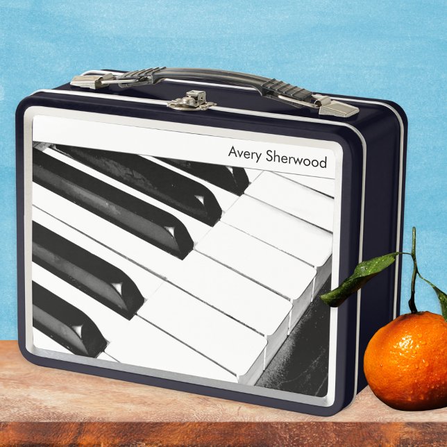 Lunch Box Clés de clavier de piano Musicien de musique perso (A stylish lunch box with piano keyboard photo. Personalize with your name or initials. An ideal gift)