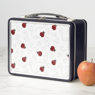 Lunch Box Coccinelle Rouge Coléoptère Amoureux Cœurs Noirs