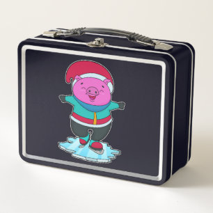 Lunch Box Cochon à Patinage sur glace avec patins sur glace
