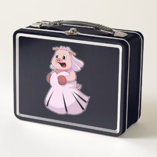Lunch Box Cochon comme mariée avec robe de mariée.PNG