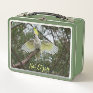 Lunch Box Cockatoo Parrot Oiseau Animal Green Métal Lunchbo
