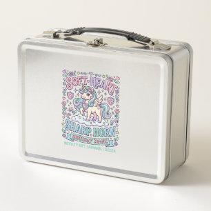Lunch Box Cœur doux de licorne Corne pointue Typographie gra