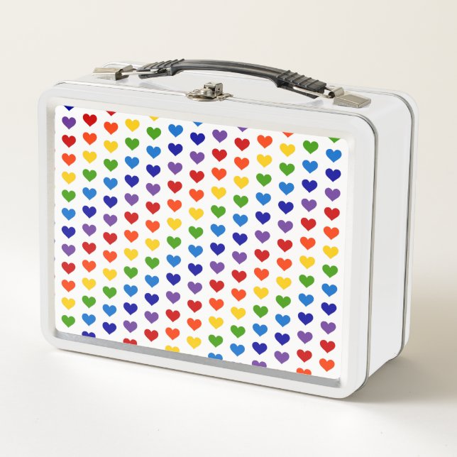 Lunch Box Coeurs arc-en-ciel rétro des années 80 (Devant)
