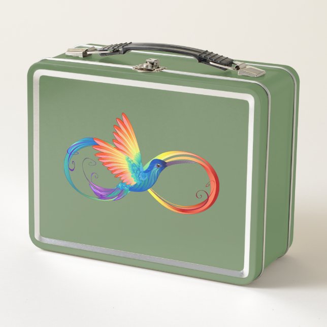Lunch Box Colibri arc-en-ciel avec symbole Infinity (Devant)