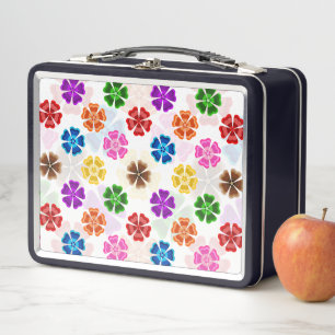 Lunch Box Conception de fleurs arc-en-ciel rétro colorées bl