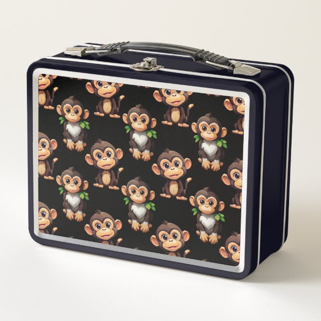 Lunch Box Conception de motif singe noir  (Devant)