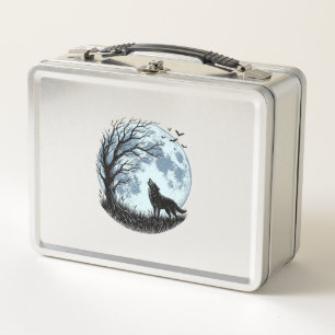 Lunch Box Conception de silhouette d'arbre de lune hurlant l