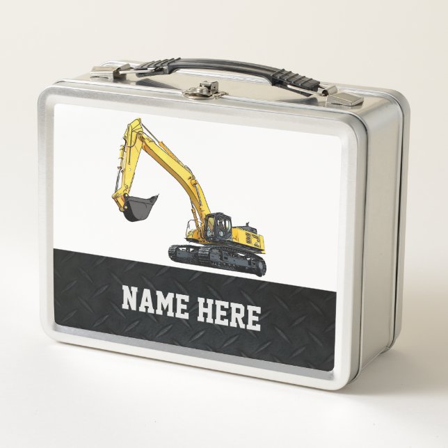 Lunch Box Construction Équipement lourd Nom Cool Excavateur (Devant)