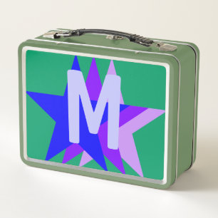 Lunch Box Cool Bleu Violet Rose étoiles, Vert Monogramme Enf
