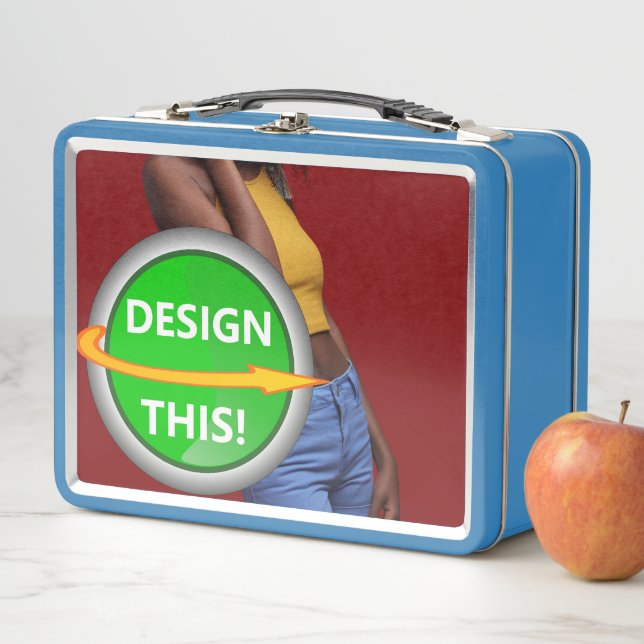 Lunch Box COOL ! Boîtier en métal - Bleu clair - Personnalis (En situation)