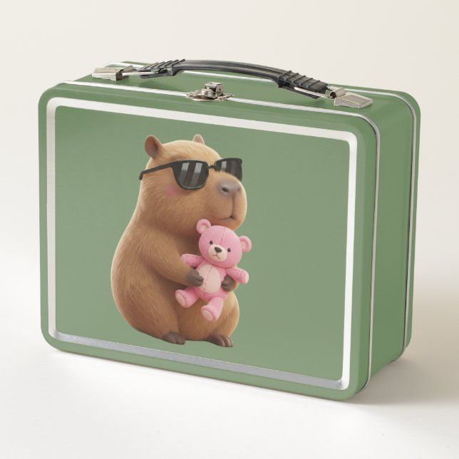Lunch Box Cool Chill Capybara with Teddy Bear Metal  (Devant)