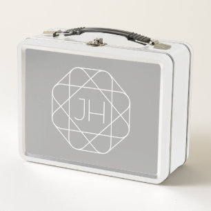Lunch Box Cool monogram, style vibe   Grey & White