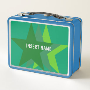 Lunch Box Cool Trois étoiles vertes, Nom personnalisé Monogr