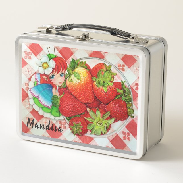 Lunch Box copie féerique d'art de pique-nique de fraise (Devant)
