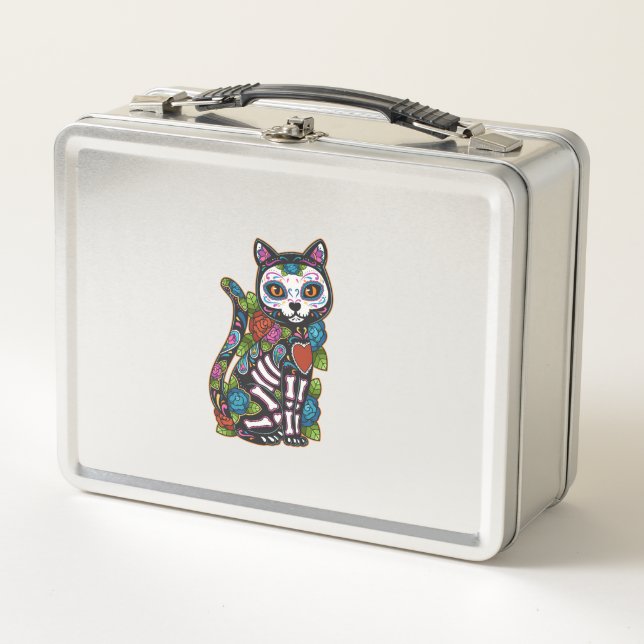 Lunch Box Crâne à sucre de chat Mexique Calavera Dia De Los  (Devant)
