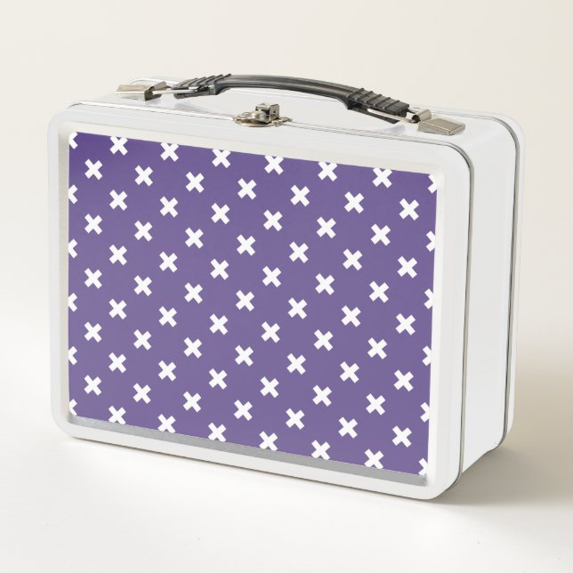 Lunch Box Croix blanches sur ultra violet (Devant)