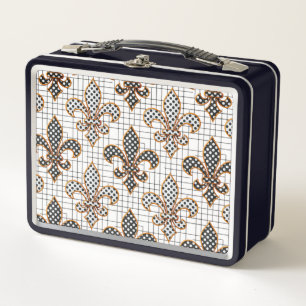 Lunch Box Croix Noir Blanc Hachuré pois Fleur-de-lis