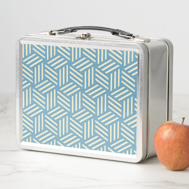 Lunch Box Cubes d'illusion optique Abstraite rétro Motif ble (En situation)